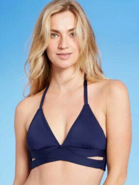 Navy blue wrap bikini top